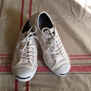 Converse Jack Purcell sneakers. White canvas. Size 6.